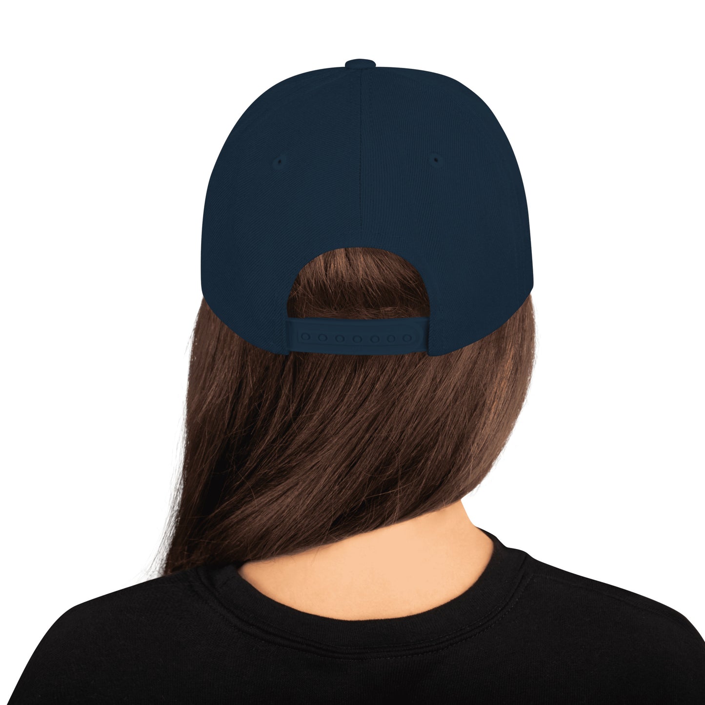 The 36 adult size navy blue flat bill hat
