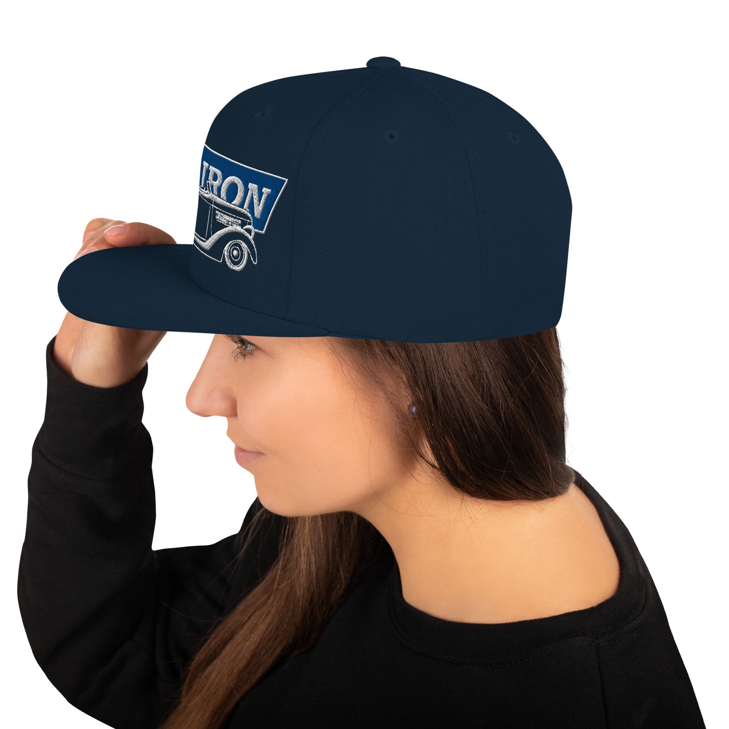 The 36 adult size navy blue flat bill hat